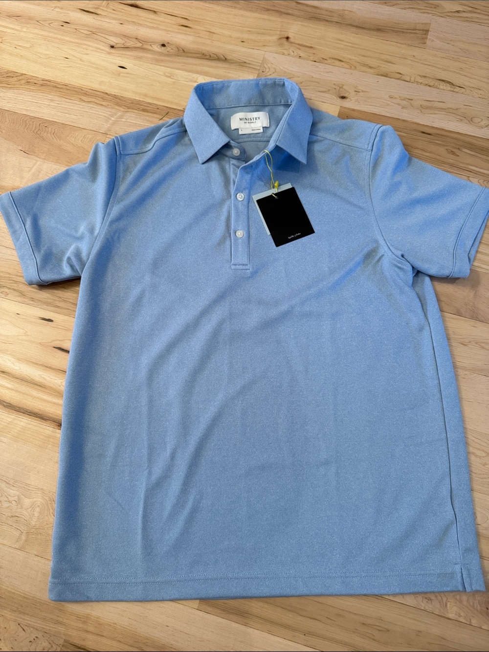 Ministry of Supply-Men's Apollo 3 Polo Shirt-Light Blue-New-Classic-L